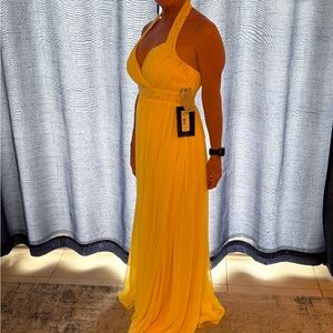 JS Boutique Vibrant Yellow Halter Maxi Dress